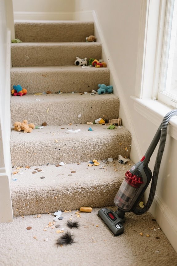 prepare stairs for vacuuming